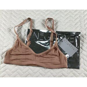 Negative Underwire-Free Ribbed Bralette Brown Size 0 Underwear Soft FIT Bra NEW